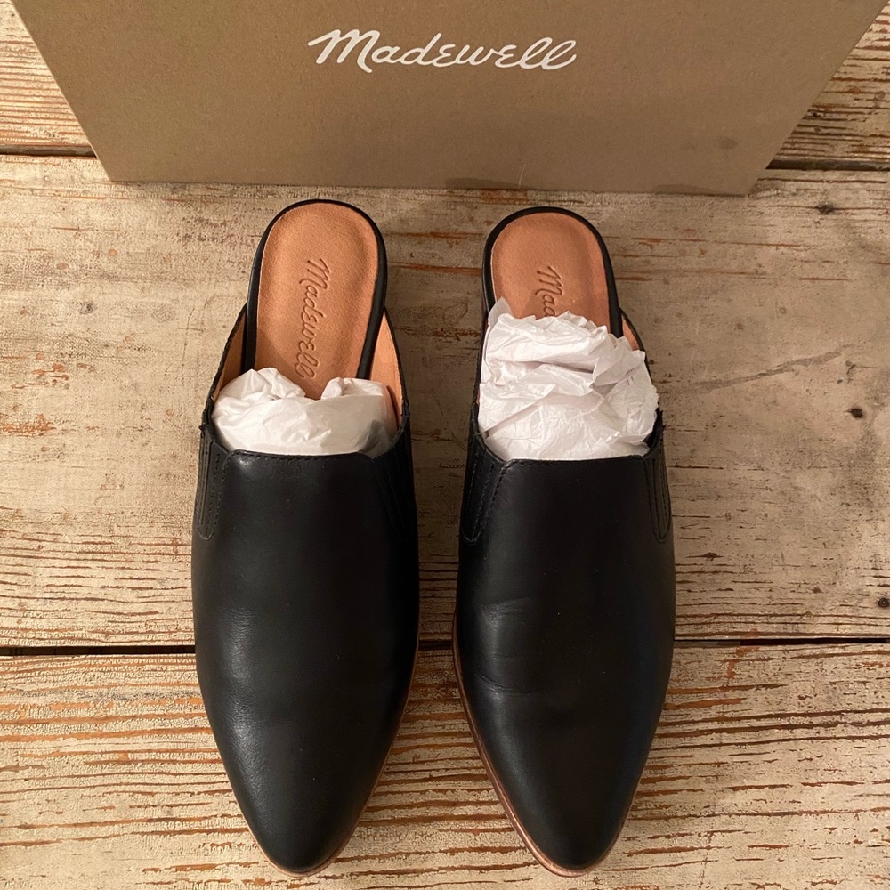 Madewell Black Leather Mules
